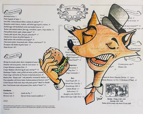 Menu drawing - Chez Fonfon.
