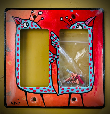 Double Light Switch Plate (frame style)- Twin birdies.