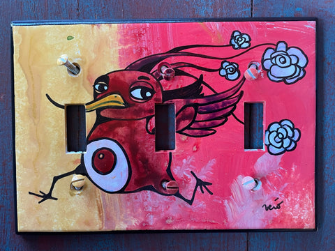 Triple Light Switch Plate - Strange Bird