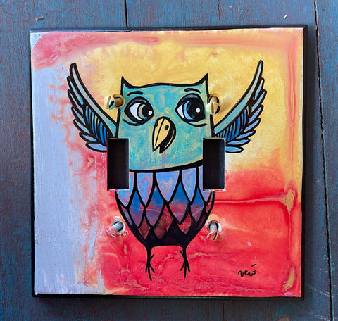 Double Light Switch Plate - Owl