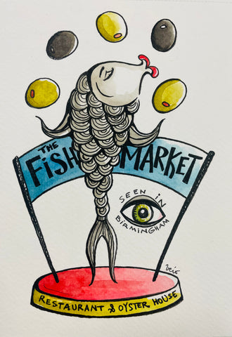 The Fish Market - drawing