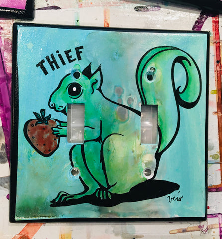 Double Light Switch Plate - Squirrel