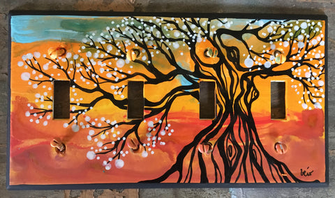 Quadruple Light Switch Plate - Sisters trees