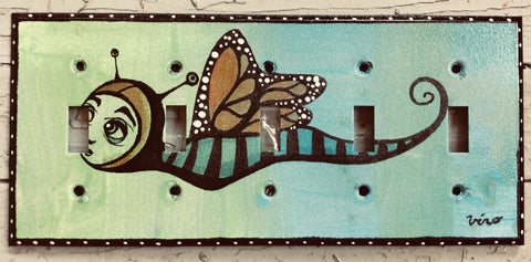 Quintuple Light Switch Plate - Bug Girl
