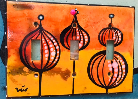 Triple Light Switch Plate - Bubble Bulbs
