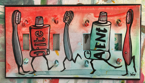 Quadruple Light Switch Plate - Happy teeth