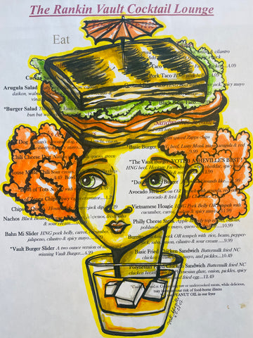 Menu drawing - The Rankin Vault Cocktail Lounge
