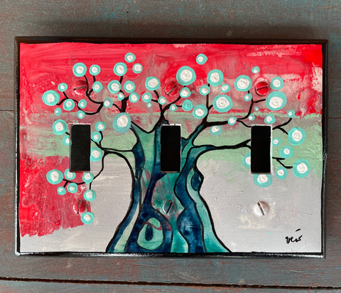 Triple Light Switch Plate - Tree