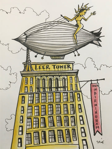 Taking an imaginary ride back in time at the Leer Tower - drawing