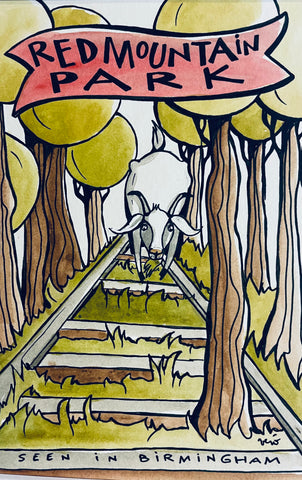 Goat sighting in Red Mountain Park - drawing