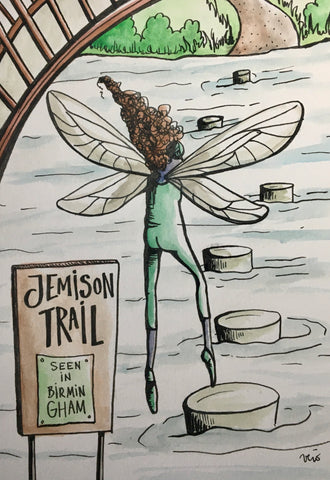 Successful water crossing on the Jemison trail - drawing