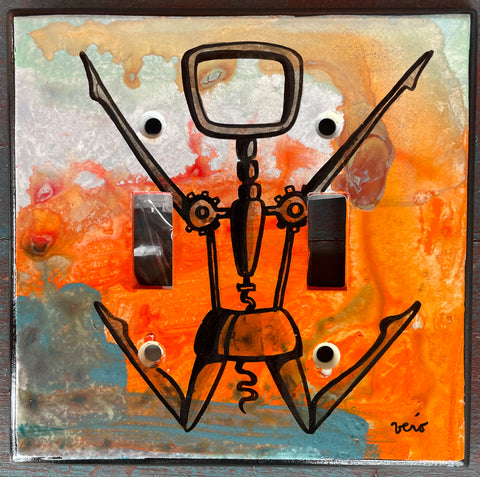 Double Light Switch Plate - Vino night