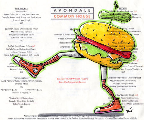 Menu drawing - Avondale Common House