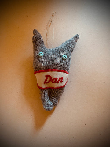 Orphaned sock ornament: Dan