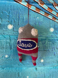 Orphaned sock ornament: Dave