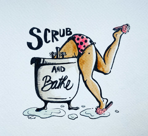 Scrub and Bathe - original drawing