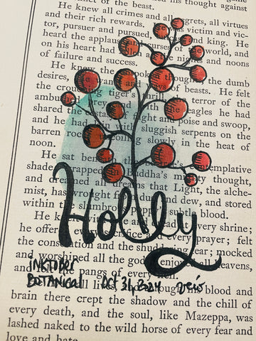 Botanical Inktober Day 31, 2024 "Holly"