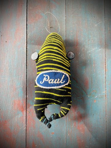 Orphaned sock ornament: Paul