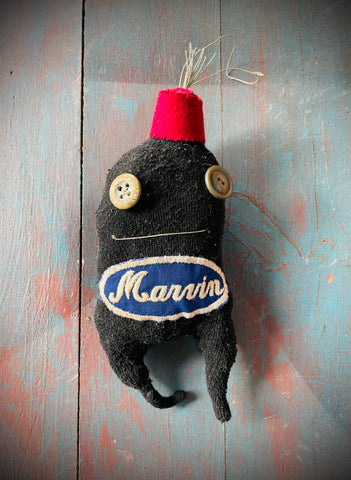 Orphaned sock ornament: Marvin.