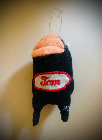 Orphaned sock ornament: Tom