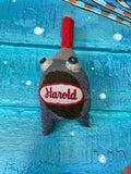 Orphaned sock ornament: Harold