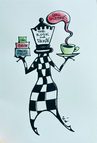 Athens GA: The Rook and Pawn - original drawing
