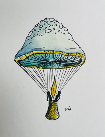 Mushroom hot aired balloon - original drawing