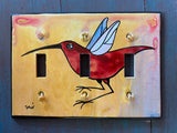 Triple Light Switch Plate - Hummingbird