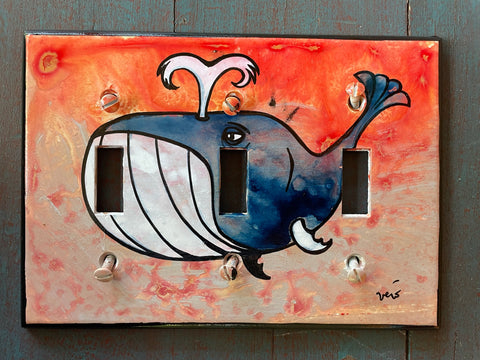Triple Light Switch Plate - Whale