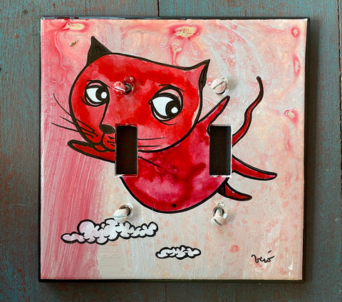 Double Light Switch Plate - Flyer Cat