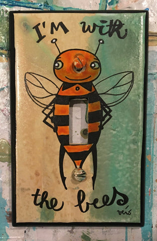 Single Light Switch Plate - I'm with the bees