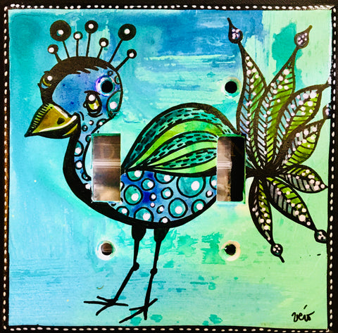 Double Light Switch Plate - Peacock 2