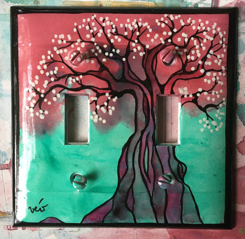 Double Light Switch Plate - Tree