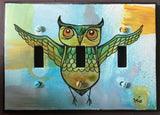 Triple Light Switch Plate - Owl