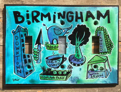 Triple Light Switch Plate - Birmingham Neighborhoods