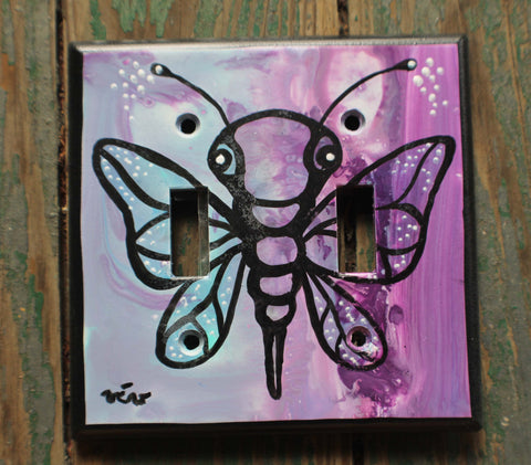 Double Light Switch Plate - Moth