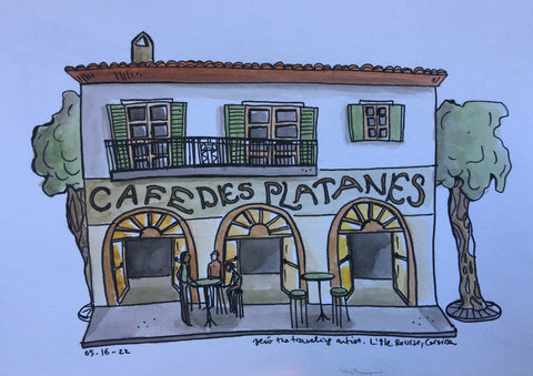 Euro shops: Café des Platanes - original drawing