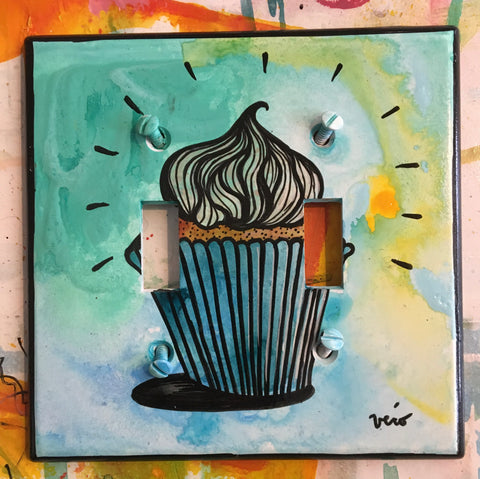 Double Light Switch Plate - Cupcake