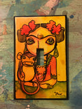 Single Light Switch Plate - Frida and her monkey