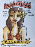 How to wear your plumeria flower - original drawing inspired by Hawaii