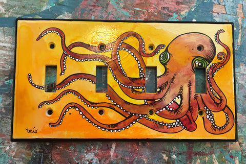 Quadruple Light Switch Plate - Octopuss