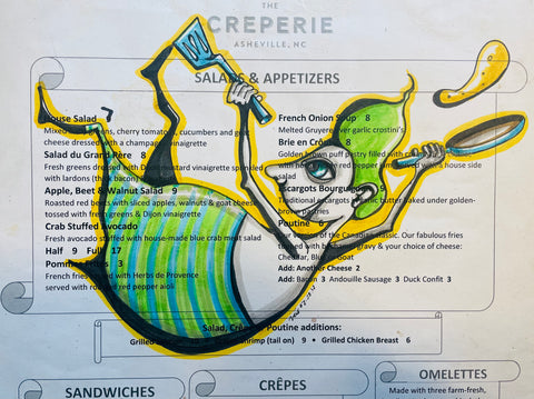 Menu drawing - The Creperie